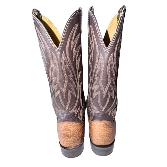 Vintage Nocona men’s 8.5B brown tan leather western boots cowboy farm ranch USA main image 4